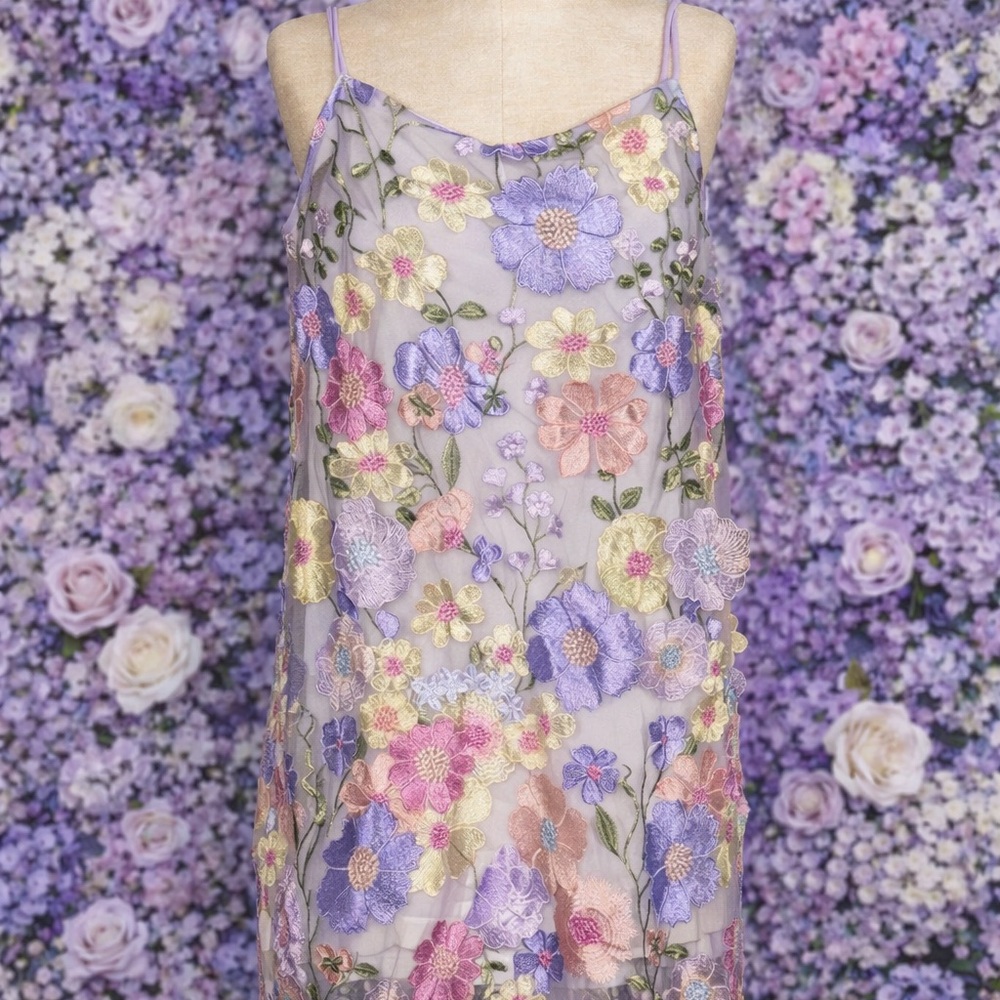 Storia Multicolor Floral Embroidered Dress